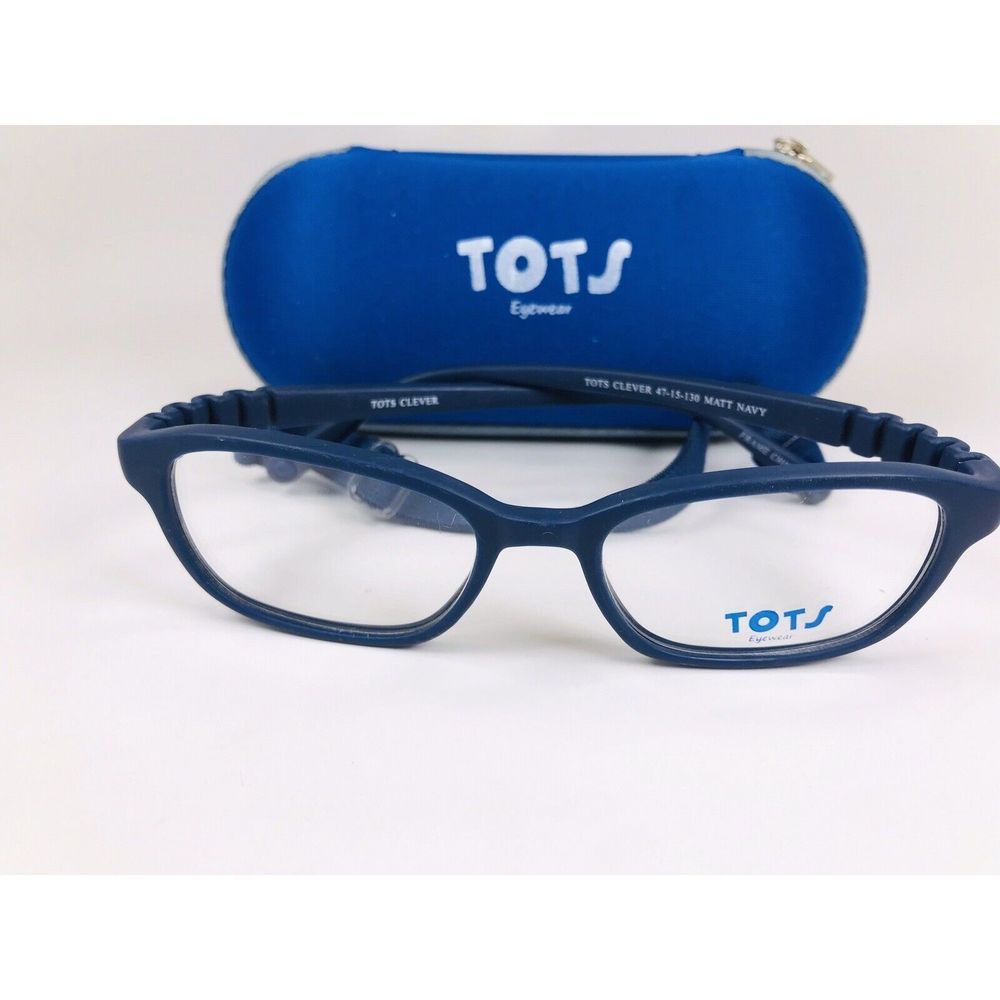 New TOTS Matte Navy CLEVER Eyeglasses for KIDS 47mm with Case & Strap